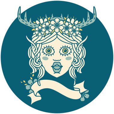 Retro Dövme Biçimli Elf Karakter Yüzü