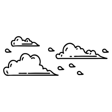 Geleneksel siyah çizginin çizimi. Yüzen bulutlar dövmesi.