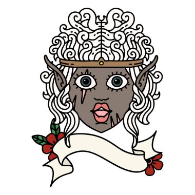 Retro Dövme Tarzı Elf barbar karakter yüzü