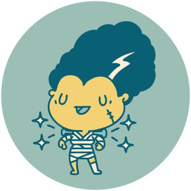 Dövme stili zombi gelin karakteri simgesi