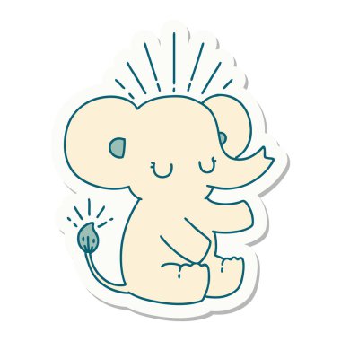 Dövme stili şirin bir fil çıkartması.