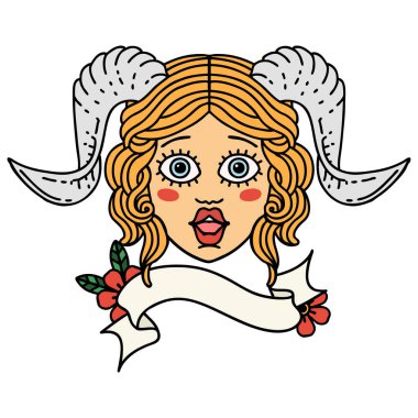 Retro Dövme Biçimi tiefling karakter yüzü 