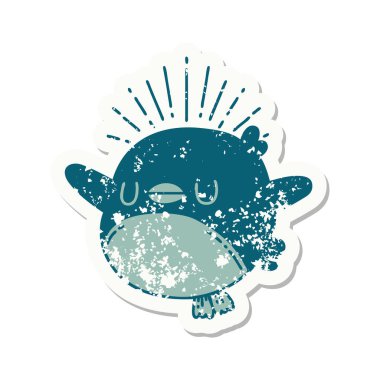 Dövme stili eski bir çıkartma, çırpınan Robin.