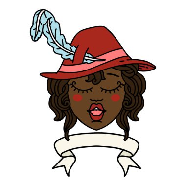 Retro Dövme Tarzı Sancaklı Ozan İnsan Şarkı Söyleyen Karakteri