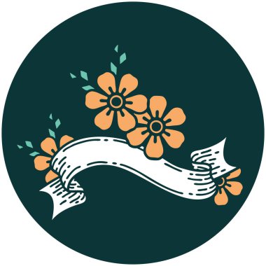 Çiçek sancağıyla dövme biçimi simgesi