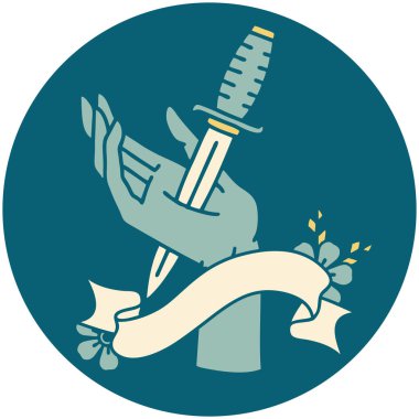 Elinde hançer dövmesi olan bir simge