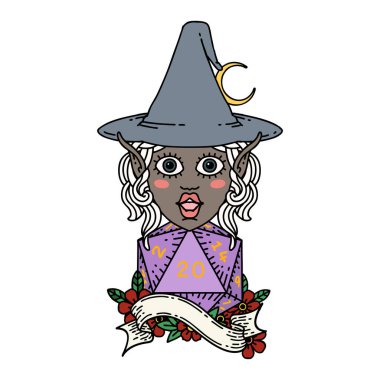 Retro Dövme Biçimli 20 zarlı elf büyüsü karakteri