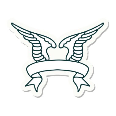 dövme stili etiketi bir kanat sancağı ile