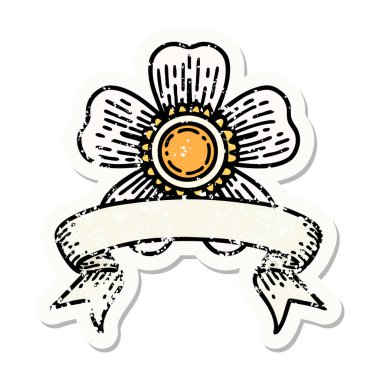 Üzerinde çiçek bayrağı olan eski bir etiket.