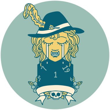 Retro Dövme Biçimi Ağlayan Ork Ozan Karakteri