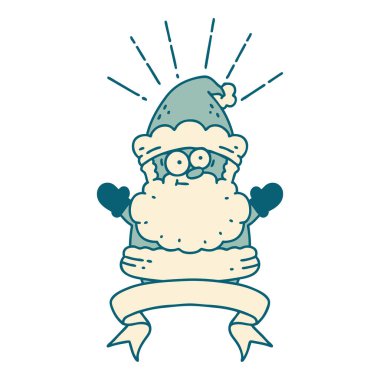 Dövme stili Noel Baba karakterli parşömen.