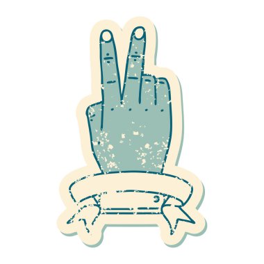 Retro Dövme Tarzı Zafer bayrak ile el hareketi