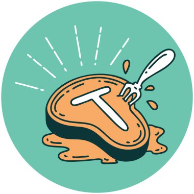 Dövme stili biftek ve çatal ikonu.