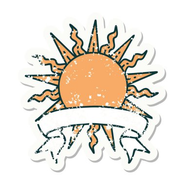 Güneş bayrağı taşıyan eski bir etiket.