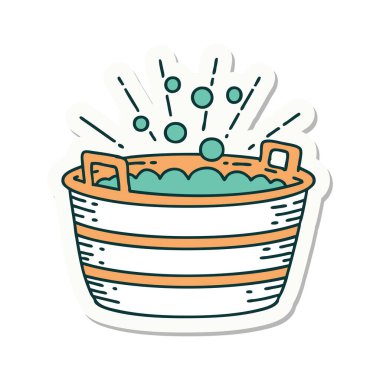 Dövme stili teneke banyo etiketi.