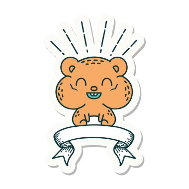 Dövme stili mutlu hamster çıkartması.