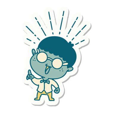 Dahiyane fikri olan dövme stili bir adamın çıkartması.