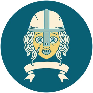 Retro Dövme Biçimli Ork savaşçı yüzü