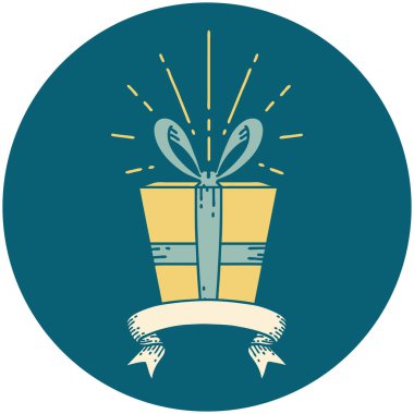 Dövme stili Noel hediyesinin simgesi