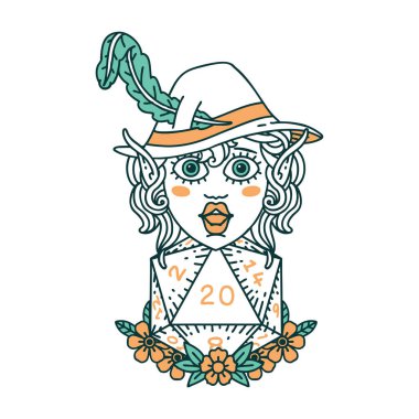 Retro Dövme Biçimi 20 zarlı elf karakteri