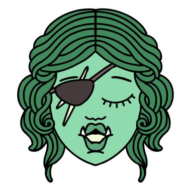 Retro Dövme Biçimli Ork karakter yüzü