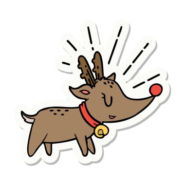 Dövme stili Noel geyiği çıkartması.