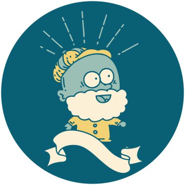 Dövme tarzının simgesi, bastonlu mutlu yaşlı adam.