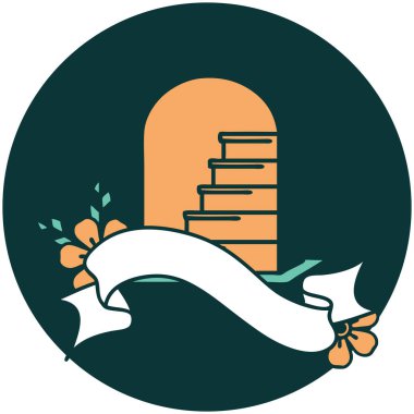 bir mezar taşı pankartıyla dövme biçimi simgesi