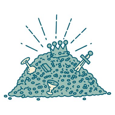 Geleneksel dövmeli altın yığını.