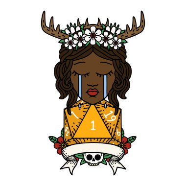 Retro Dövme Tarzı Ağlayan Doğal bir ruloyla İnsan Druid