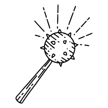 Geleneksel siyah çizgili dövme stili ortaçağ topuzu.