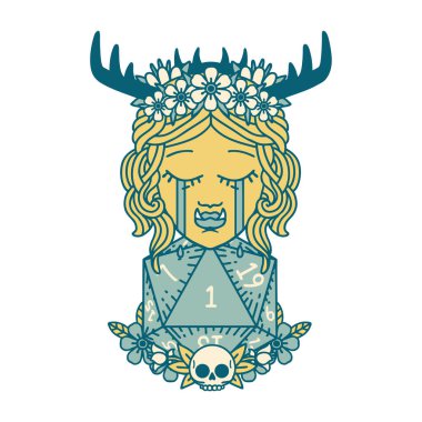 Retro Dövme Tarzı Hüzünlü Yarı Ork Druid karakteri