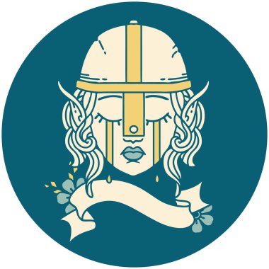 Retro Dövme Tarzı Ağlayan Elf Savaşçısı karakteri