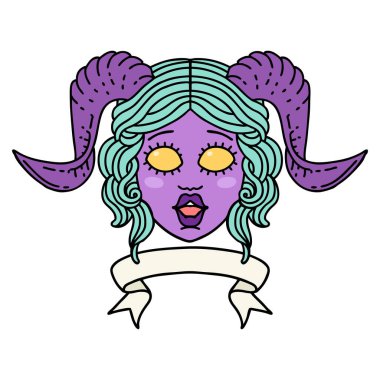 Retro Dövme Biçimi karakter yüzünü kaydırma pankartı ile düzenliyor