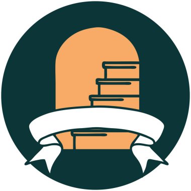 basamaklara kapı aralığı olan dövme biçimi simgesi