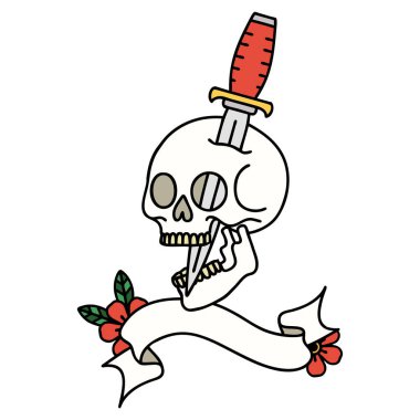 Kafatası dövmeli geleneksel dövme