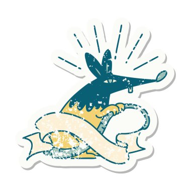 Dövme stili eski bir çıkartma. Sinsi fare.