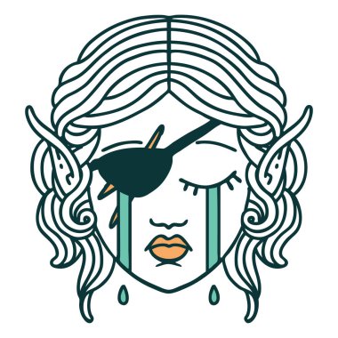 Retro Dövme Tarzı Ağlayan elf düzenbaz karakter yüzü