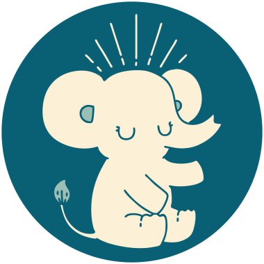 Dövme stili şirin bir fil ikonu