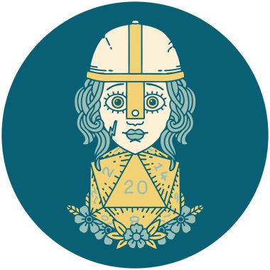 Retro Dövme Tarzı Doğal 20 D20 zarlı insan dövüşçüsü