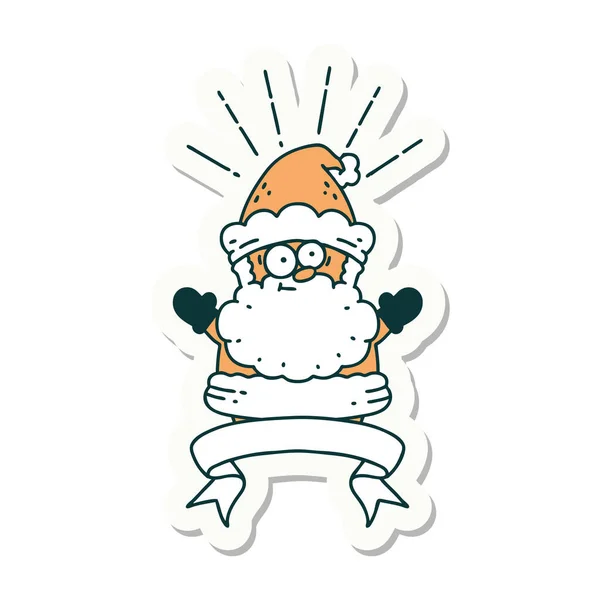 Autocollant Style Tatouage Santa Claus Personnage Noël — Image vectorielle