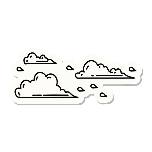 Наклейка Стиле Татуировки Плавающие Облака — стоковый вектор
