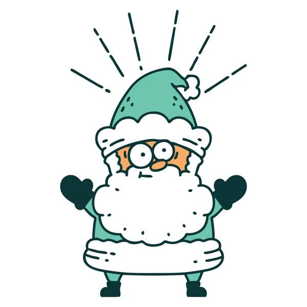 Illustration Style Tatouage Traditionnel Père Noël Claus Personnage Noël — Image vectorielle