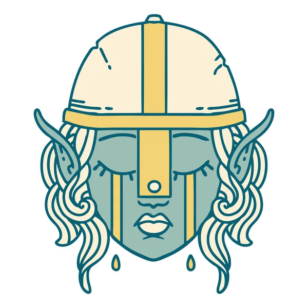 Retro Dövme Tarzı Ağlayan Elf Savaşçısı karakteri