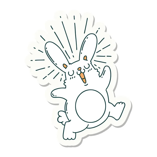纹身风格的贴纸跳兔 — 图库矢量图片