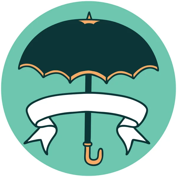 Tattoo Style Icon Banner Umbrella — Stock Vector