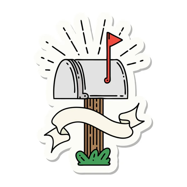 Autocollant Une Boîte Aux Lettres Fermée Style Tatouage — Image vectorielle