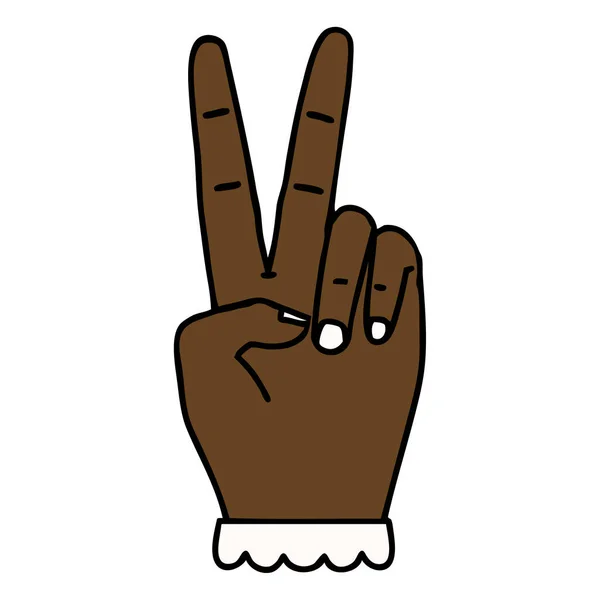 Ρετρό Τατουάζ Στυλ Ειρήνης Σύμβολο Δύο Χειρονομία Χέρι Δάχτυλο — Διανυσματικό Αρχείο