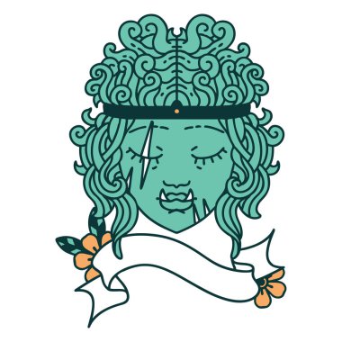 Retro Dövme Tarzı Ork barbar karakter yüzü