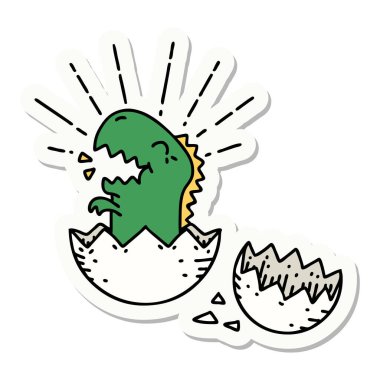 Yumurtadan çıkan dinozor dövmesi çıkartması.